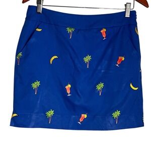 Ladies Loudmouth Tropical Blue Skorts Size 4 Bananas Palm Trees Daquiris Skirt
